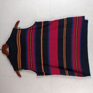 One A Colorblock Mock Neck Striped Knit Ribbed Tank Top‎ M